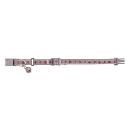 Reflektierendes Kätzchenhalsband mit Schelle grau-rosa Schelle in rosa